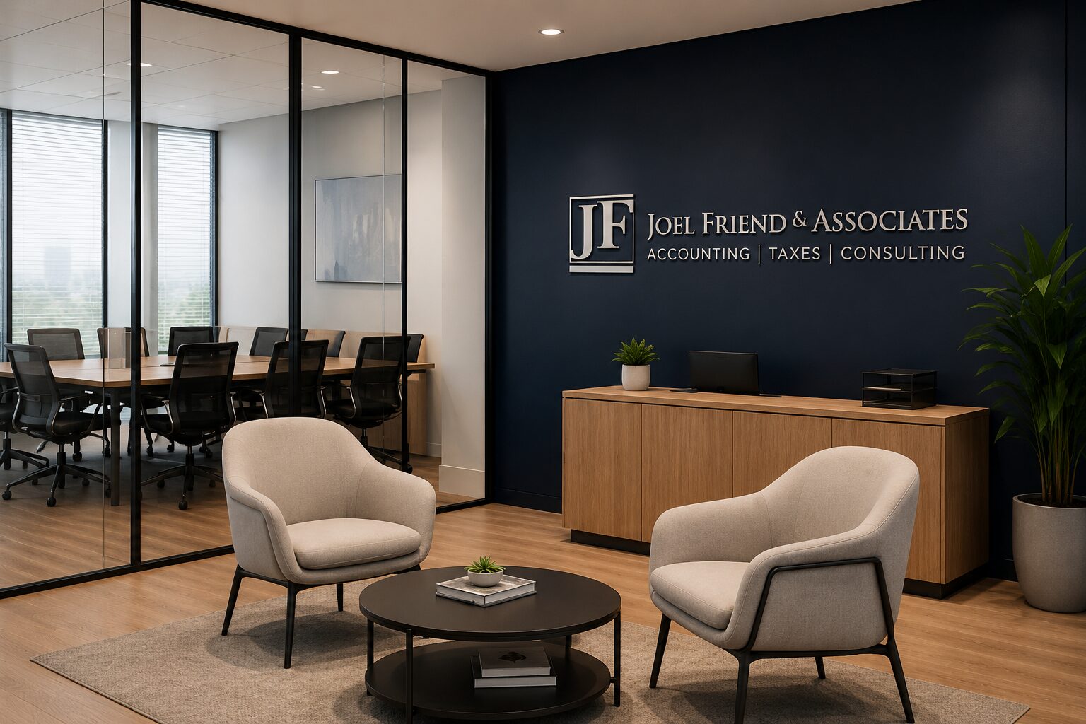 A professional office reception area